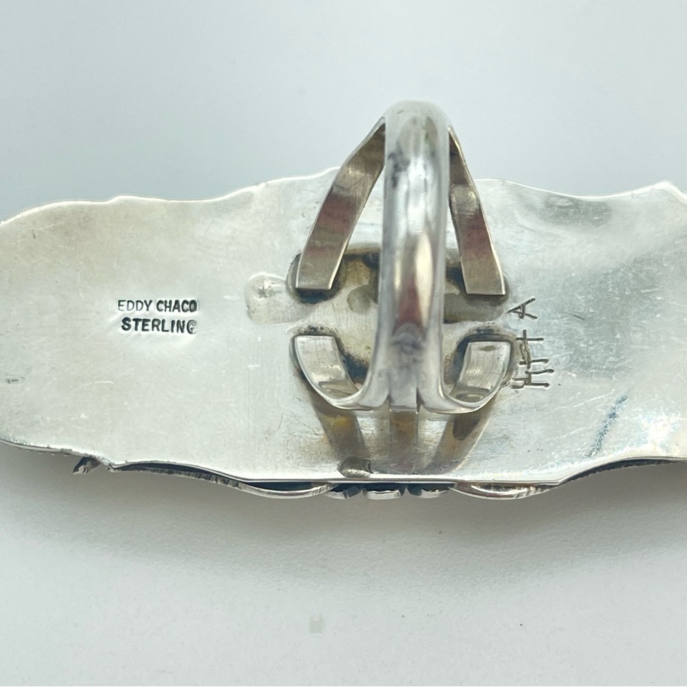 Vintage Eddy Chaco Squash Blossom Silver 3D Knuckle Ring | Handcrafted Sterling - Picture 10 of 15